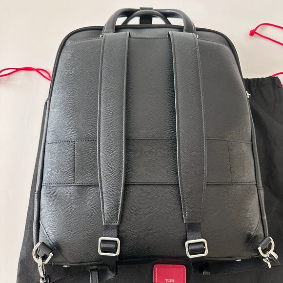 Tumi Structured Pebble Faux Leather Executive Travel Backpack